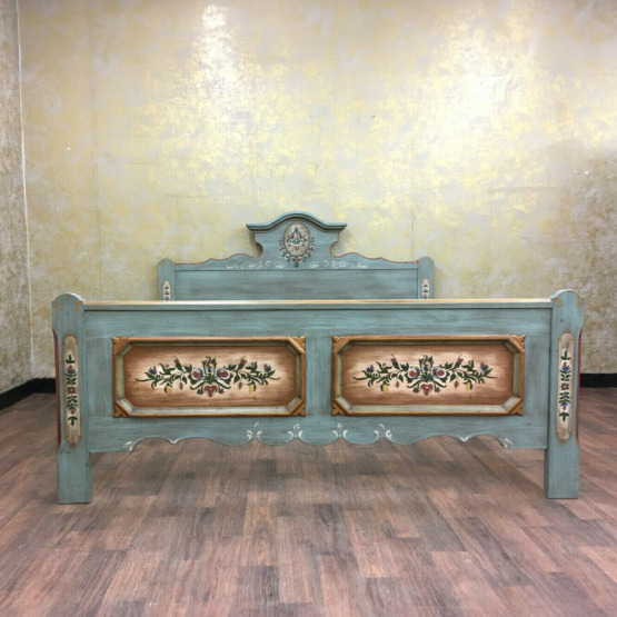 Voglauer Doppelbett Altblau | Anno 1700