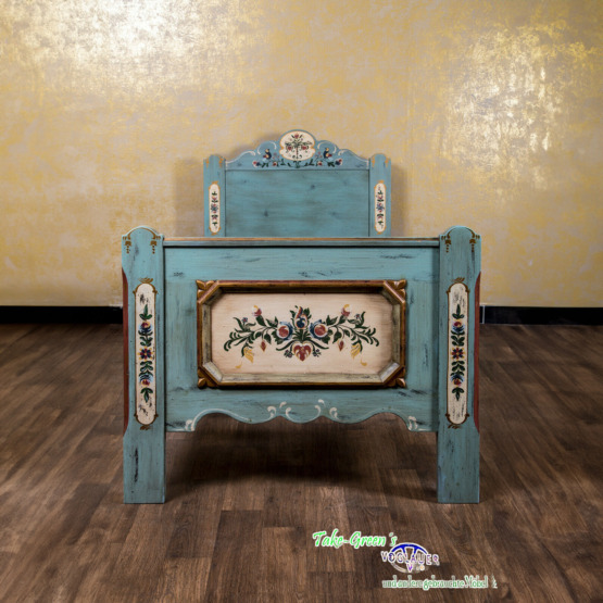 Voglauer Einzelbett Altblau | Anno 1700