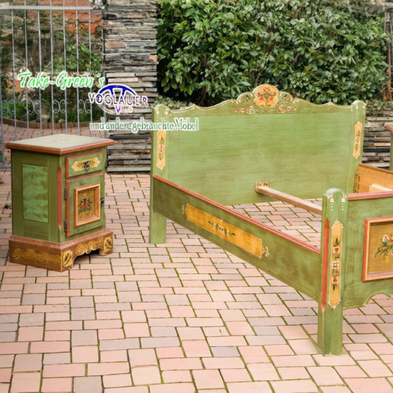 Voglauer Doppelbett 160 x 200cm Altgrün | Anno 1800