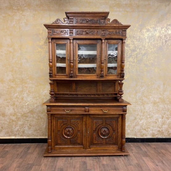 Vitrine Gründerzeit Massiv Braun Antik