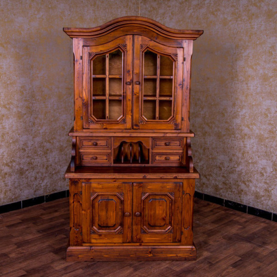 Voglauer Sekretär mit Vitrinenaufsatz Dunkel Antik | Anno 1900